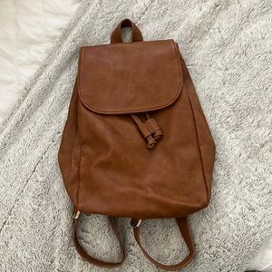 Brown Faux Leather Mini Backpack
